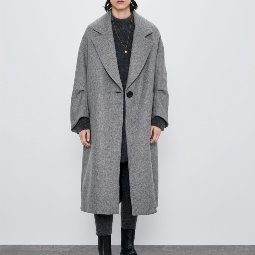 ZARA OVERSIZE COAT  BUTTON GREY SIZES REF.2067/694